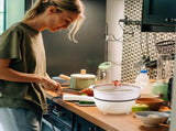 Electric Hot Pot Non-Stick Frying Pan Portable Rapid Noodles Cooker with Long Handle Steamer Spatula 92168508
