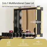 Portable Nail Art Table w/ LED Mirror, Bluetooth, Lockable Drawers, Telescopic Pole - Folding 01942131