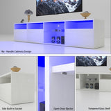 ZUN TV Console with Storage Cabinets, 82.6 Inch Long LED TV Stand with Full RGB Color Selection, 31 W1701P194965