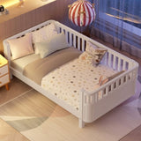 Twin Size Wood Platform Bed for Kids, Wood Low Profile Twin Bed with Rails for Girls and Boys, W2593P190148