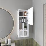 Wall-Mounted Bathroom Cabinet with Door and 4 Open Shelves, White Finish. B128P301383