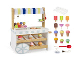 2-in-1 Wooden Grocery Store & Ice Cream Cart Playset with Accessories 95834899