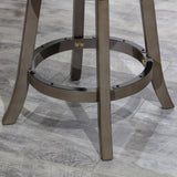 30" Bar Height X-Back Swivel Stool, Weathered Gray Finish Grey, Charcoal Fabric Seat B04660723