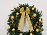24in Pre-lit Battery Powered Christmas Wreath with Remote, Lighted Artificial Xmas Wreath with 50 01478929