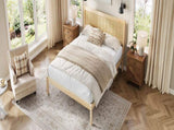 Platform Bed Frame with Headboard , Wood Slat Support , No Box Spring Needed ,King,Natural N709P425341N