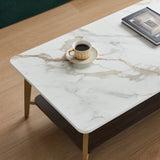 Coffee Table Rectangular Center Table for Living Room Open Space Side Table with Metal Frame W1911P269599