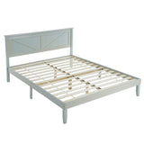 Queen Size Solid Wood Platform Bed Frame with Headboard Gray Wash 68164226