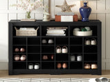 ON-TREND Sleek Design 24 Shoe Cubby Console, Modern Shoe Cabinet with Curved Base, Versatile WF309308AAB