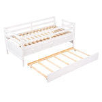 ZUN Low Loft Bed Twin Size with Full Safety Fence, Climbing ladder, Storage Drawers and Trundle White WF312991AAK