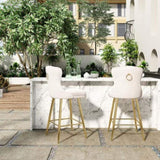 Bar Stools Set of 2, Velvet Counter Height Bar Stools with Metal Legs, Button Tufted and Nailheads T3623P363044