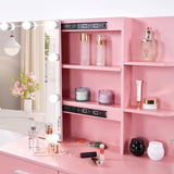 Pink Textured Particle Board with Melamine Laminate Five-Drawer Two-Shelf Sliding Door Mirror 50712204