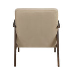 ZUN Mid-Century Modern Design 1pc Accent Chair Light Brown Velvet Upholstery Dark Walnut Finish Wood, B011P256601