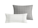 6 Piece Cotton Jacquard Oversized Comforter Set White/Grey Queen B035128778