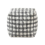 Modern Square Pouf Pattered Black White Fabric Upholstered Ottoman, Non-Slip Floor Pouf, Bean Bag B011P251658