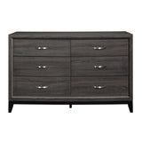 Contemporary Design 1pc 6-Drawers Dresser Gray Finish Polished Hardware Wooden Bedroom Furniture B011P144751