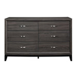 ZUN Contemporary Design 1pc 6-Drawers Dresser Gray Finish Polished Hardware Wooden Bedroom Furniture B011P144751