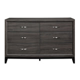 ZUN Contemporary Design 1pc 6-Drawers Dresser Gray Finish Polished Hardware Wooden Bedroom Furniture B011P144751