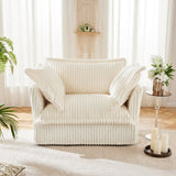 Slip-covered Armchair with 1 Big Back Cushion and 2 Big Toss Pillows, Single Deep Seat Comfy Single W3041P240119