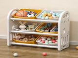 Kids Toy Organizer with 6 Bins, Multi-functional Nursery Organizer Kids Furniture Set Toy 02014813