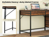 Home Office Dual Desktop Desk with 5 Storage Drawers, Powder-Coated Metal Frame Engineered Wood 79205800