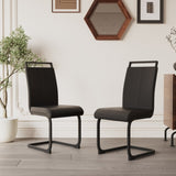 ZUN Modern Dining Chairs,PU Faux Leather High Back Upholstered Side Chair with C-shaped Tube. Black 87043919