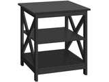 3 Tier Wood X Shape Square End Table for Living Room, Black 80699349