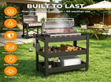 Outdoor Grill Cart Table with Handles, Indoor and Outdoor Pizza Oven Table with Lockable 34702390