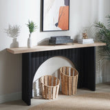 Modern Minimalist Console Table with Black Arch Base and Natural Wood Top,66in Length Console W2729P199007