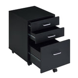 ZUN Black and Chrome 3-Drawer Rectangular File Cabinet B062P184517