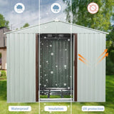 8ft x 4ft Outdoor Metal Storage Shed with metal foundation White W54071038