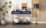 TREXM Entryway Table, Console Table with Two Drawers, Retro Hallway Table with Striking Geometric N715P227910M