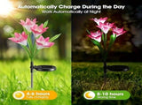 4 packs of solar lights, with 16 larger artificial lilies, multi-color color changing lights, solar 34577236