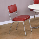 Red and Chrome Upholstered Side Chairs B062P145655