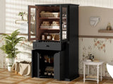 67.2" Tall Bathroom Storage Cabinet with Tempered Glass Doors, Adjustable Shelves & Drawer Modern 56623098