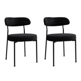 ZUN Boucle Upholstered Dining Chairs with Curved Backrest & Metal Legs Set of 2, Black W2740P214381