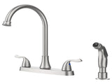 Two-Handle Kitchen Faucet with Pull-Out Side Sprayer, 360 Swivel 304 Stainless steel, 4-hole 8 inch 51174097