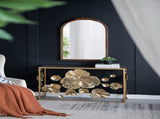 39.5" x 12" x 30.5" Gold Console Table with Mirrored Glass Top, Modern Entryway Table for Living W2078141937