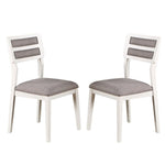 ZUN Set of 2 Grey Fabric Upholstered Dining Chairs, White B016P226052