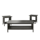 Classic Style Coffee Table and Two End Table Set Antique Gray Finish 3pc Occasional Table Set Wooden B011P175443