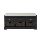 ZUN U_STYLE Homes Collection Wood Storage Bench with 3 Drawers and 3 Baskets WF323641AAB