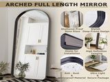 21"x64" Arched Floor Mirror Rounded Corner Full Length Mirror with Deep Frame, Black 14553805