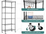 6-Tier 72"H Metal Storage Rack with Wheels, Slim Wire Shelving Unit for Pantry Kitchen Bathroom, 66540375
