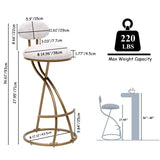 Bar Stools Set of 2 S-shaped Gold Barstools with Backrest Floral Print Upholstered Dining Chairs W1757P269012