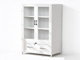 White MDF, melamine faced, wide style, large single drawer with glass display door, 82106674