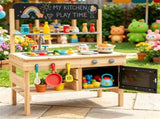 Natural Fir Wood Kids Outdoor Mud Kitchen Playset with Stainless Steel Sink & Stoves, Pretend Play 44198763