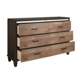 ZUN Modern Rustic Style 1pc Dresser of 6x Drawers 2-Tone Finish Wooden Bedroom Furniture B011P208175