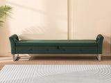 67.91"Wide Velvet Storage Soft Bench with Armrests for Living Room, Entryway and Bedroom. GREEN W3118P280145