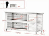 54" 2-Story Large Rabbit Hutch, Bunny Cage, Wooden Pet House, Small Animal Habitat, Gray with 46441239
