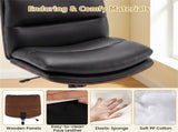 Black Armless Office Chair , Curved Backrest & Wide Seat, 360&deg Swivel & Rocking Function 96919480
