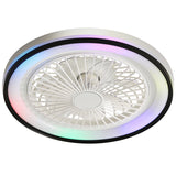19 Inch RGB Dimmable Led Enclosed Ceiling Fan with Light Flush Mount Bladeless 6 Speed Remote W934P262275